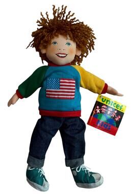 UNICEF Kids Sam USA Cloth Doll 12" w/ Original Booklet Tag Determined Production